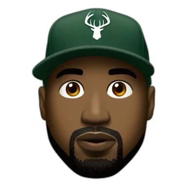 Kanye West with a milwaukee bucks hat sticker