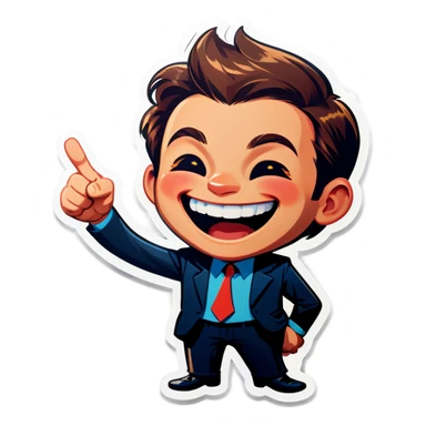 Holding a sneaky laugh sticker