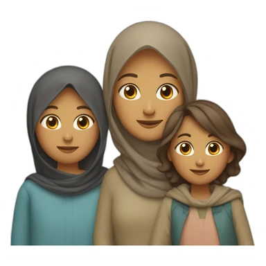 Family of four: a mom who is the only person wearing a hijab, a dad, a young little girl, and a young little boy, light brown skin, everyone has dark hair sticker