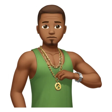 CJ from GTA San Andreas with his green tank top, jeans and chain necklace sticker