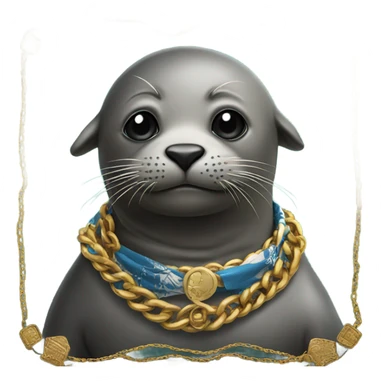 Seal wearing a bandana with a cigar in his mouth with a gold chain on his neck sticker