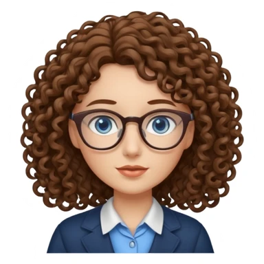 teacher blue eyes glasses curly brown hair long kind sticker