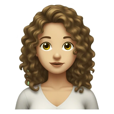 a girl with brown curly long hair,green eyes,Moldovan,standing,very hot sticker