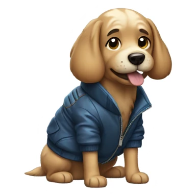 Dog wearing a boomber jacket sticker