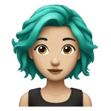 Girl with black and green hair with blue eyes  sticker