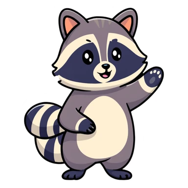raccoon waving enthusiastically sticker