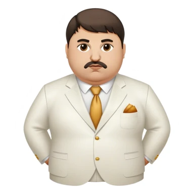 Fat Armenian oligarch with bowlcut wearing white suit sticker