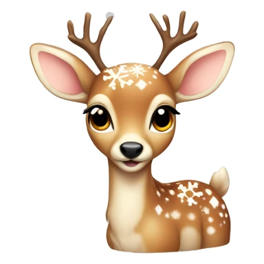 baby deer with snowflakes  sticker