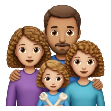 Brown dad with a short straight hair cut and stubble beard with his two daughters bone who is 5 and has blone brown curly hair and one who is smaller who has curly hair brown sticker