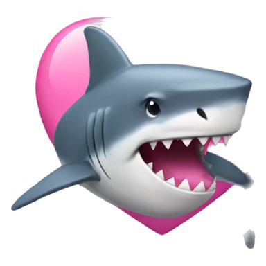 Shark hugging a pink heart sticker