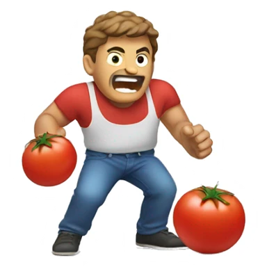 Guy crushing tomato sticker