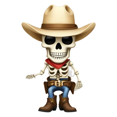  skeleton with a cowboy hat and cowboy boots sticker