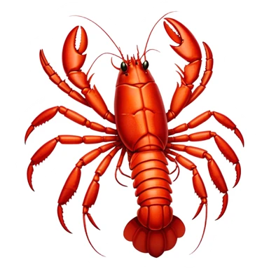 Cinematic bright red rock lobster, detailed hard shell, claws slightly open, freshly cooked, warm glowing tones, rich and indulgent. sticker