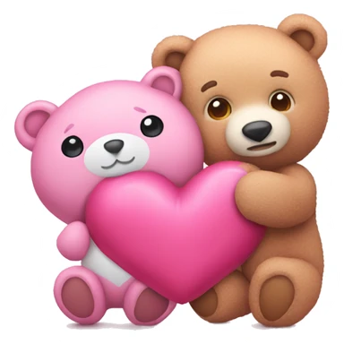 Pink heart with stuffed bear  sticker