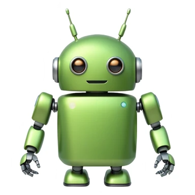 Friendly green android robot with antennas sticker