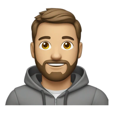Project manager in a gray hoodie and with a short beard sticker