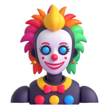 robot clown with colorful hair sticker