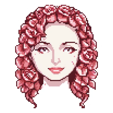 Wink face with rose petals as hair sticker