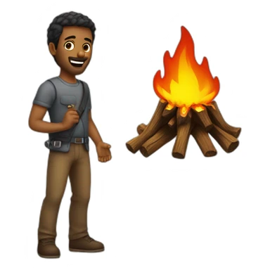 homem segurando fogo sticker