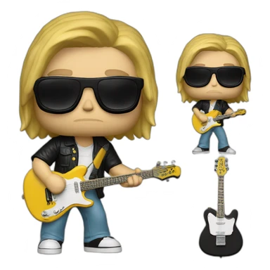 funko pop kurt-cobain with sunglasses and guitar sticker