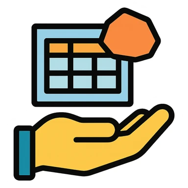 spreadsheet with a rock on hand symbol sticker