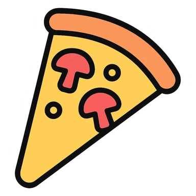 pizza slice with mushrooms color outline icon sticker