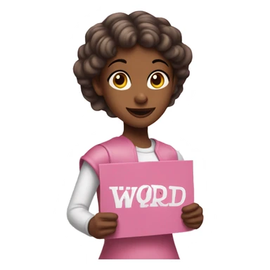 Pink girl holding a sign that says "LAST WORD" sticker