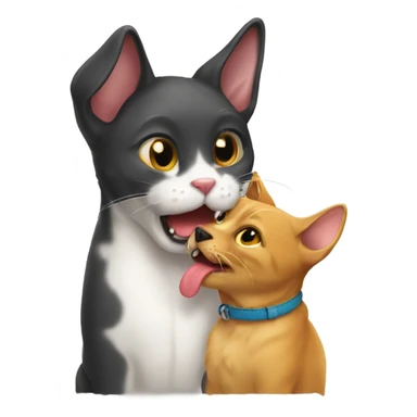 Cat licking dog sticker