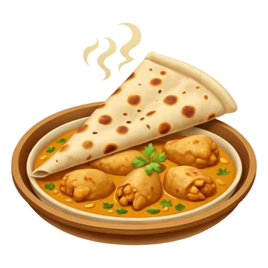 make me a chapati with chicken curry but make sure it is a emoji and not a image sticker