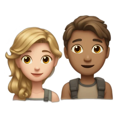 boy and girl and hear in the center but above them sticker