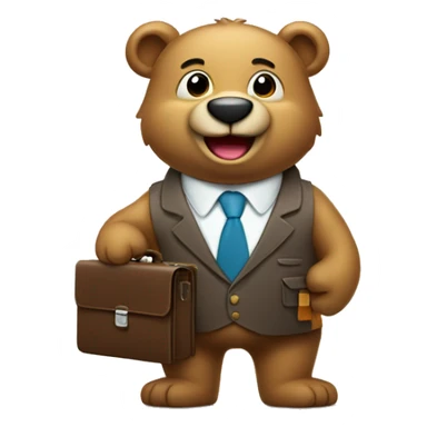 Happy Bear with briefcase and tie sticker