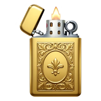 Vintage gold lighter from the Lighter and Princess drama, cinematic lighting, hyper-realistic sticker