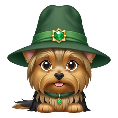 Yorkshire terrier with Minerva McGonagall's hat sticker