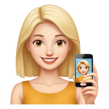 smiling woman taking a selfie sticker