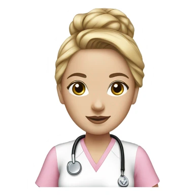 Nurse ,white woman, black messy bun,pink scrubs ,Louis Vuitton bag  sticker