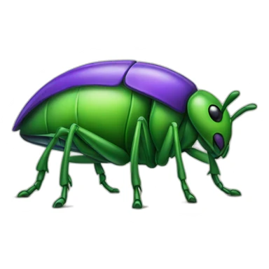 green and purple bug sticker