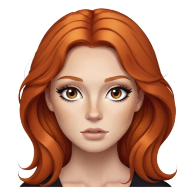 ginger hair, brown eyes, freckled, baddie,pretty makeup, strong makeup, black eyeliner, long hair sticker