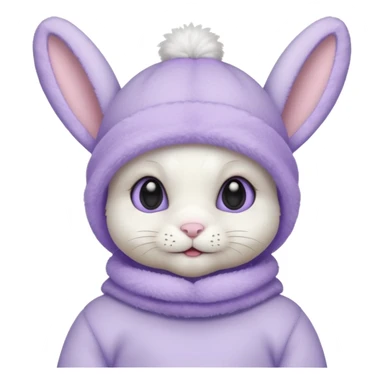white baby bunny in a pastel lavender ski mask  sticker