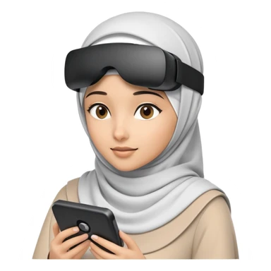 girl with hijab computer science engineer working with virtual reality metaverse technology sticker