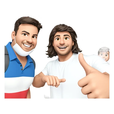 boys in shop smiling together sticker