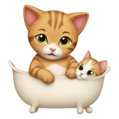 a cat with a baby sticker