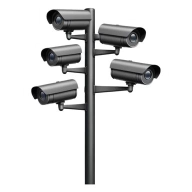 Multiple CCTV cameras on a pole in black  sticker