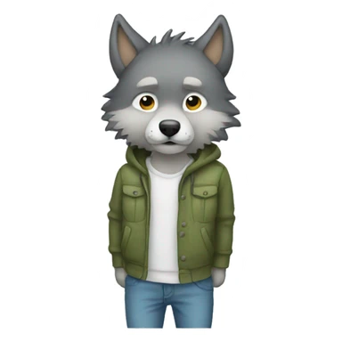 Wolf, plant, shy, sleepy clothes, cute pants sticker