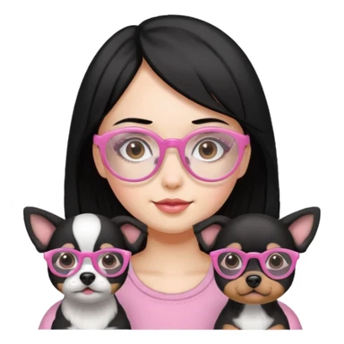 Necesito un logo de un emprendimiento que se llama pitu print dónde se trata de impresiones y cosas de papelería de una chica pelo negro con lentes rosados y una perrita café y otra perrita negro claro sticker