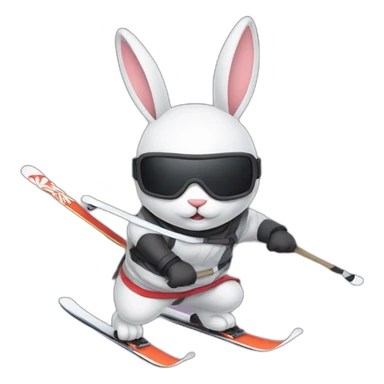 a ninja rabbit skiing sticker