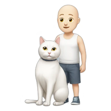 Bald guy with a fat white cat sticker