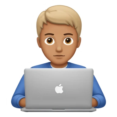 man work to laptop sticker