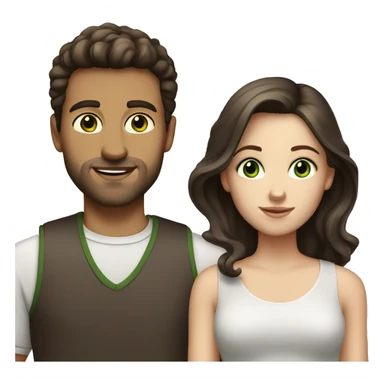 White couple dark brown hair green eyes sticker