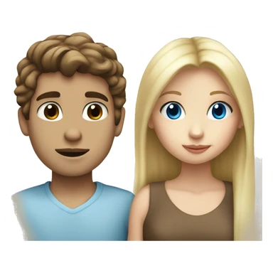 Brown hair boy kissing blonde hair blue eye girl  sticker