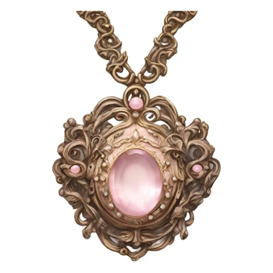 vintage rococo necklace with pale pink jewel sticker